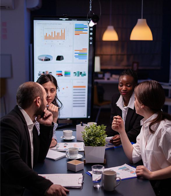 The Brand Indigo team discussing a client project